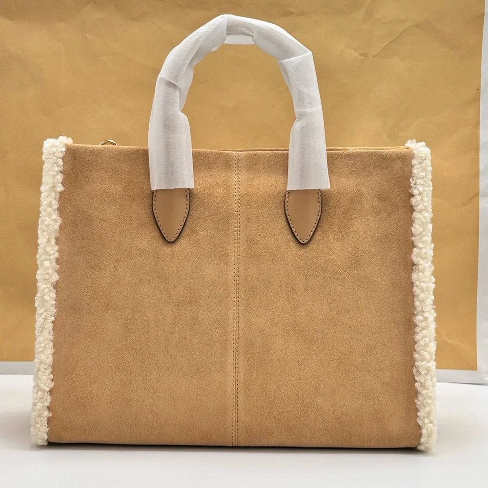 MICHAEL KORS 
Mirella Medium Suede and Faux Shearling Tote Bag - Picture 4 of 16